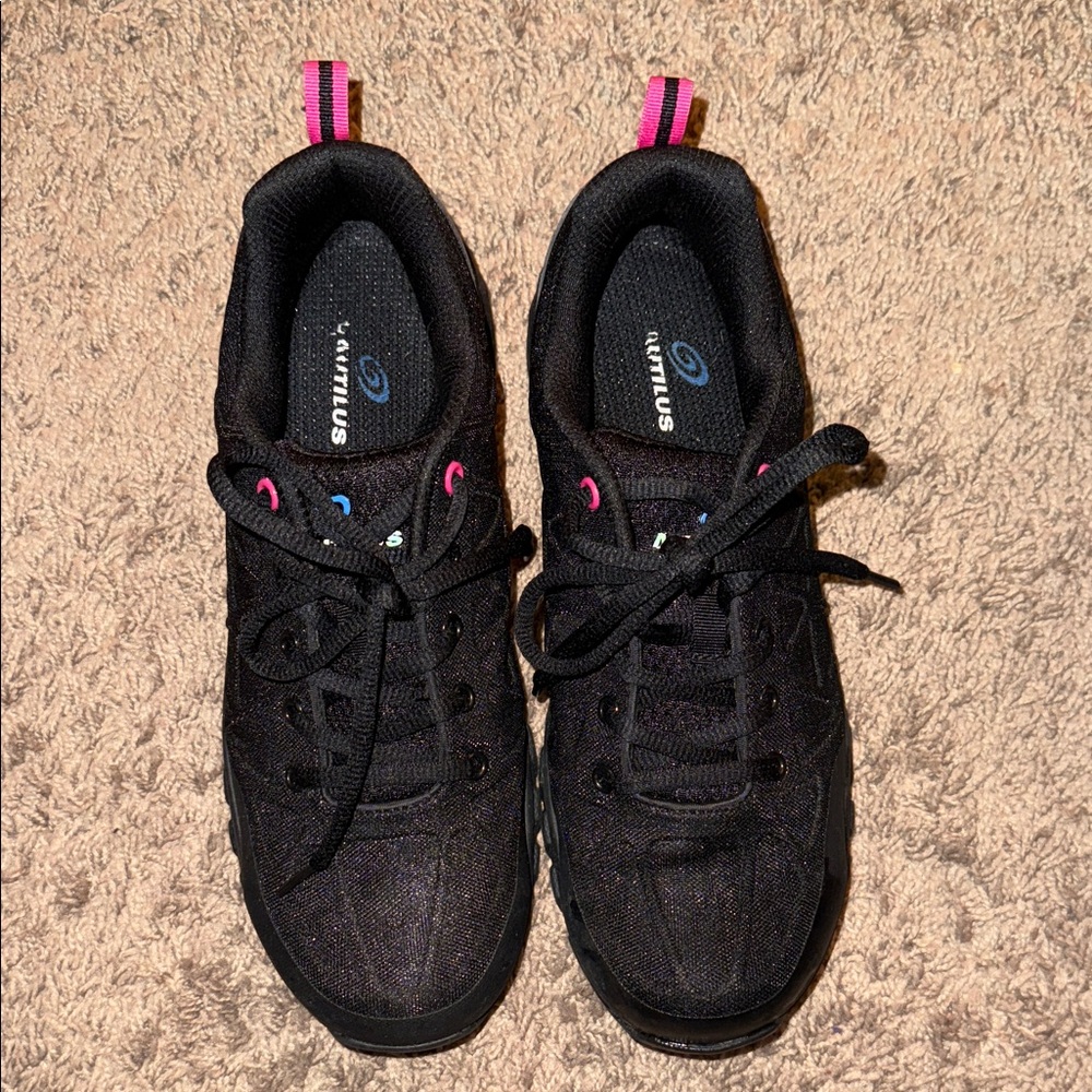 Black Athletic Sneakers with Pink Accents